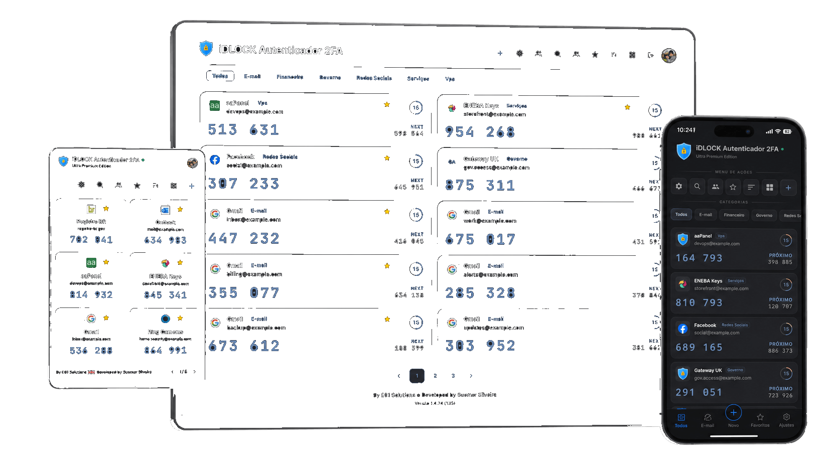 iDLOCK 2FA Authenticator on web, extension and mobile app